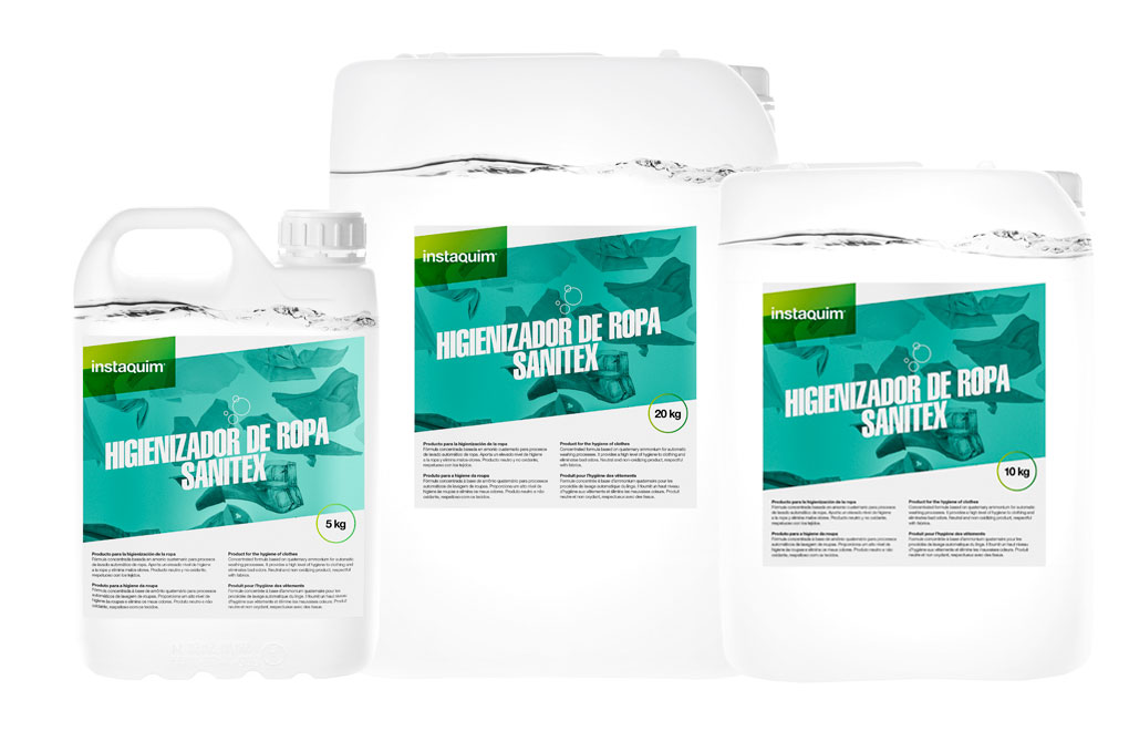 Sanitex, Fórmula concentrada de amonio cuaternario para la desinfección y higiene de ropa en lavado profesional.