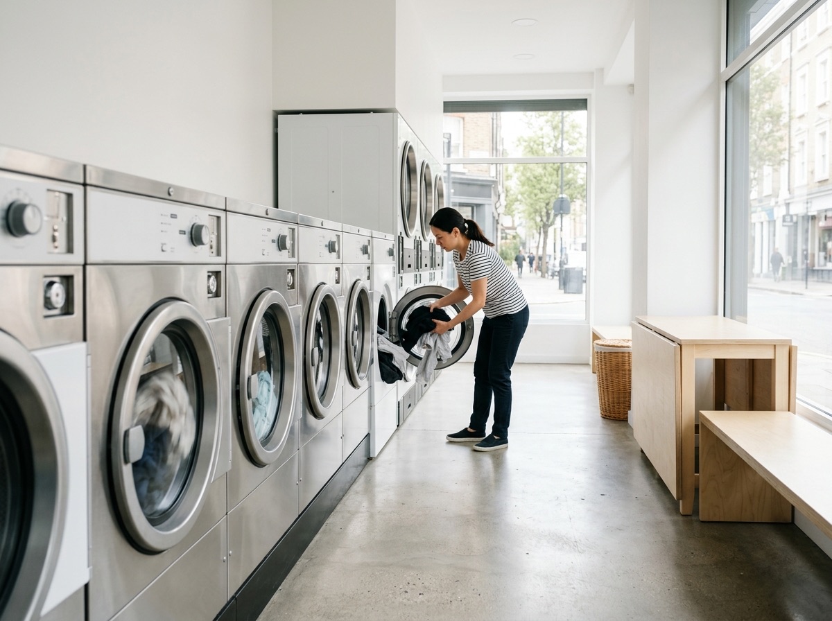 Laverie libre-service avec machines à hublot