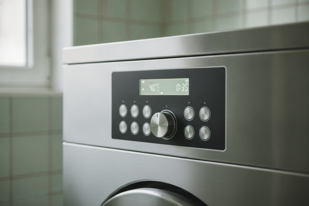Panel de control de una lavadora comercial a 40 ºC