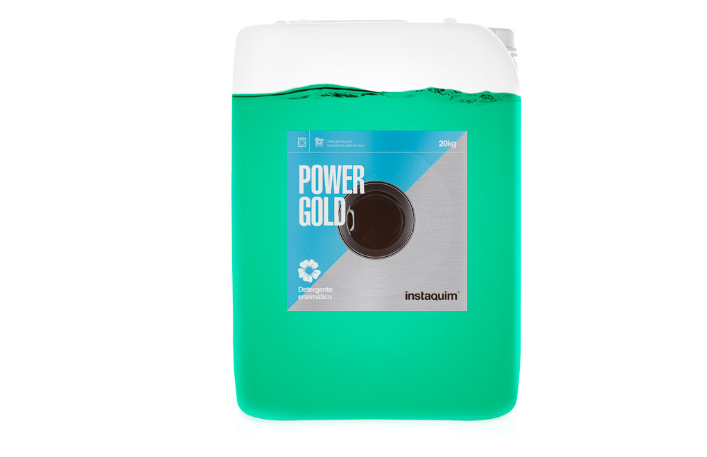 Power Gold, Détergent enzymatique liquide pour laveries automatiques.